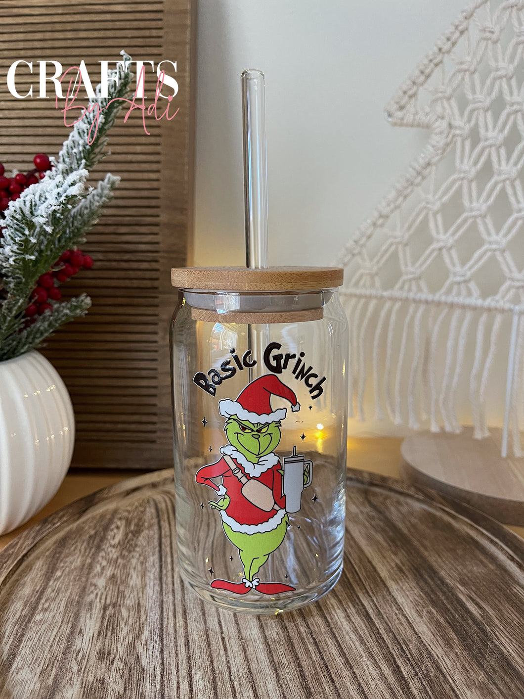 Basic Grinch Glass Cup 16 oz