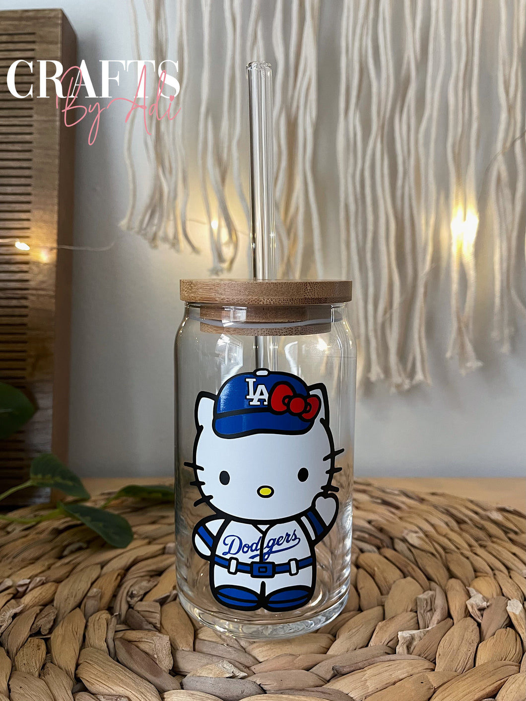 Baseball Kitty Glass Cup 16 oz