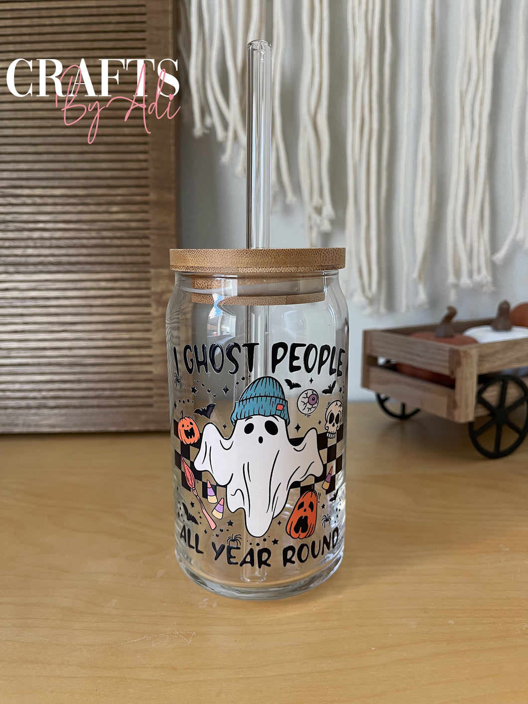I Ghost People Glass Cup 16 oz