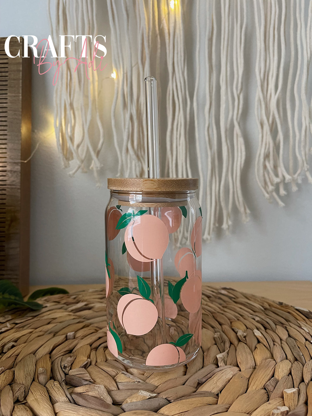 Peach Glass Cup 16 oz