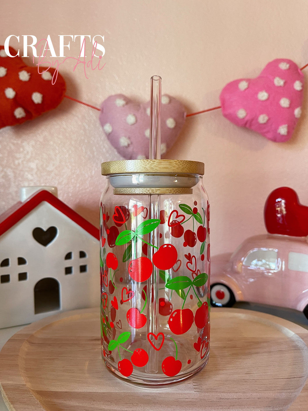 Cherry Glass Cup 16 oz